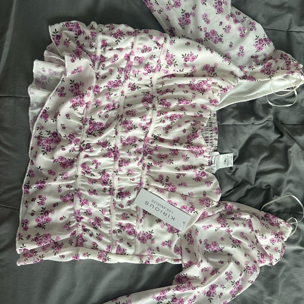Floral White and Pink Blouse